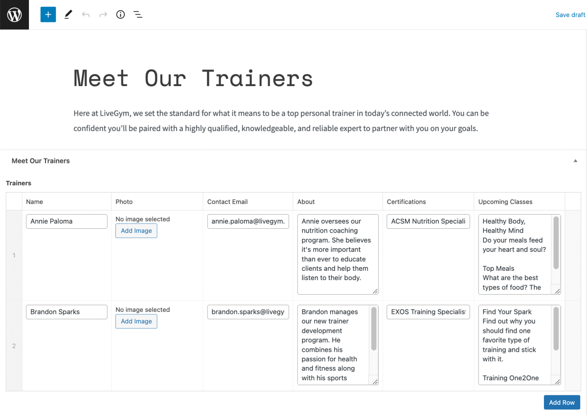 Articolo con campi personalizzati nel <i>frontend</i>